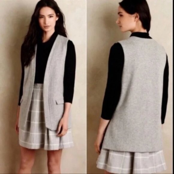 Anthropologie Elevenses Easton Wool Blend Tunic Vest in Gray Size XS EUC - Picture 1 of 12